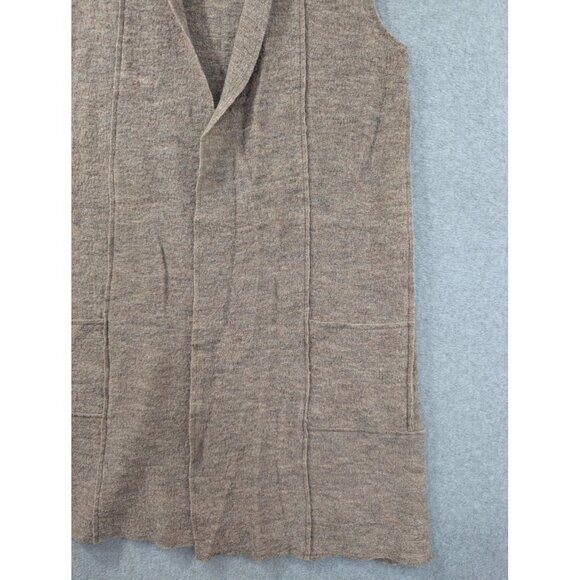 Nanette Lepore Vest Womens Small Brown Merino Wool Duster Open Front Pockets - Picture 2 of 8